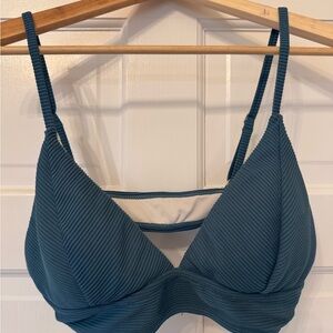 Cupshe Ribbed Triangle Bikini Top in Teal Blue